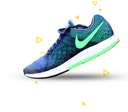 Tênis esportivo azul e verde
