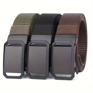 Cinto Tático Com Fivela Automática Masculina – De Nylon De Lona Casual Funcional Para Estudantes E Uso Diário