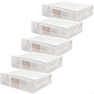 Kit 5 Saco Organizador Multiuso Capa Protetora Roupas Cobertos Toalhas Cama Mesa Banho 50x45x15cm