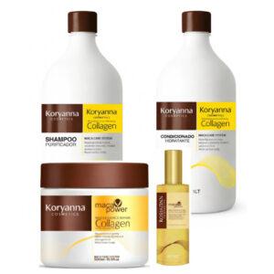 Kit Collagen Completo Máscara 500g Shampoo 1L Condicionador 1L Óleo Maca 50ml Tratamento Profissional