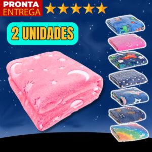 2 Unidades Manta Cobertor Brilha No Escuro Infantil Felpudo 1m x 80cm