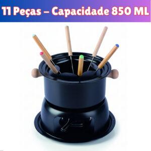 Aparelho de Fondue 11 Peças Aço Carbono com Garfinhos e Rechaud Queimador