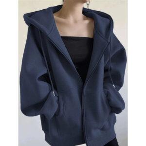 Blusa Moletom Feminina Flanelada Fechamento Em Zíper Casual