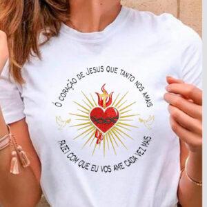 BLUSA TSHIRT feminina SACRATÍSSIMO CORAÇÃO DE JESUS,moda feminina,camiseta,plus size,moda cristã