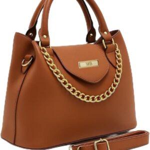 Bolsa Feminina Com Alça de Mão e Ombro Reajustável e Com Bolso Externo + Detalhe em Corrente