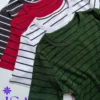 Blusa Feminina Tecido Canelado Manga Curta Listrada