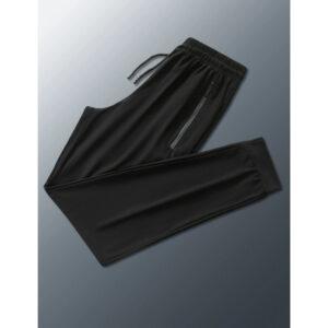 Calça Jogger Preta Masculina Dry Fit Com Fitas Esportiva