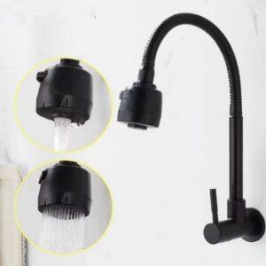 Inox Torneira Prata/Preto Com Chuveiro Com Rotação De 360° Cozinha Luxo Parede Promoção