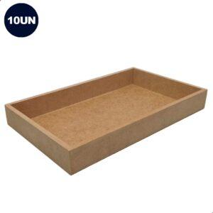 Kit 10 Bandejas Retangulares MDF Cru 25x15x3cm Organização e Decoração Artesanato Lavabo Banheiro Sala