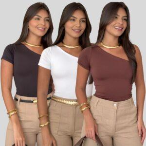Kit 3 Blusa Feminina Mula Manca Suplex com Forro – Moda Feminina Blogueira, Básica, Estilo e Conforto