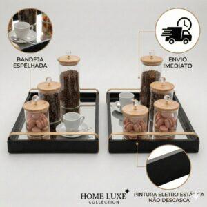 Kit Bandejas Decorativa Multiuso Para Sala Quarto Cozinha Organização e decoração