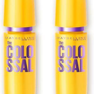 Maybelline NY The Colossal Volum' Express, Kit Máscaras de Cílios, Volume Colossal, Remoção Instantânea com Água, Fórmula com Colágeno, Cor Preto, 2 Unidades