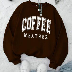 Moletom Careca Coffee Weather (FRENTE) Gola Redonda Casaco Masculino Feminino Flanelado Unissex Inverno Blusa De Frio