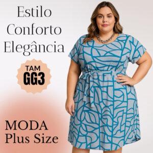 Vestido feminino plus size GG3 Soltinho moda feminina evangelico elegante dress manga curta