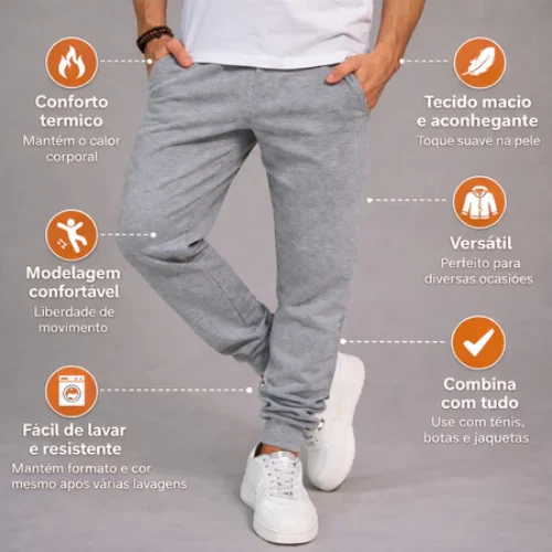 Kit Calça de Moletom Algodão Unissex com Elástico e Punho