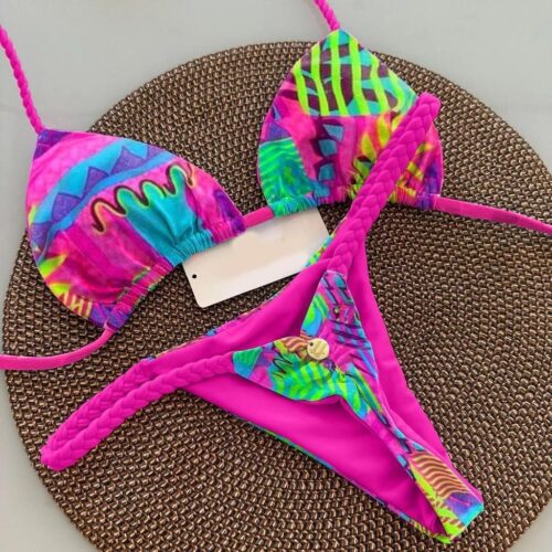 Biquíni Moda Feminina Impresso colorido feminino praia