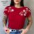 Blusa T Shirt Feminina Luxo Bordada Algodão Premium Elegante