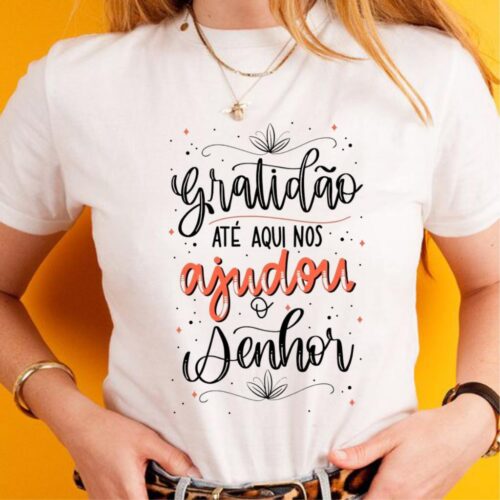 camiseta tshirt frase gratidão moda feminina plus size