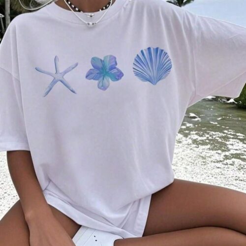 Camisa feminina Moda estampa premium delicada praia