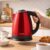 Chaleira Elétrica Inox Jarra Café Chá Vermelha 1.8L 110v