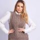 Colete Feminino Tricot Detalhes trança Ponto Fang Outono