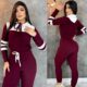 Conjunto Feminino Com Capuz Agasalho Look Para Inverno