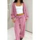 Conjunto Feminino de Tricot Mousse Premium Casaco Cardigan e Calça Com Amarração Tricô Fio Musse Moda Blogueira