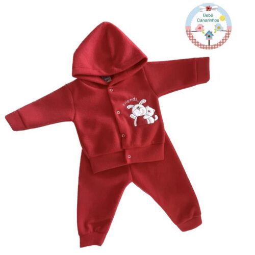 Conjunto Soft Capuz Bordado para Bebês Várias cores