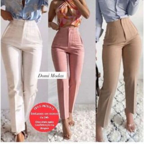 Calça Alfaiataria Domi Modas ZR 020 Cintura Alta Feminina
