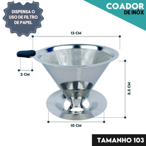 Filtro Coador de Café CH 103 Com Pegador em Silicone Inox