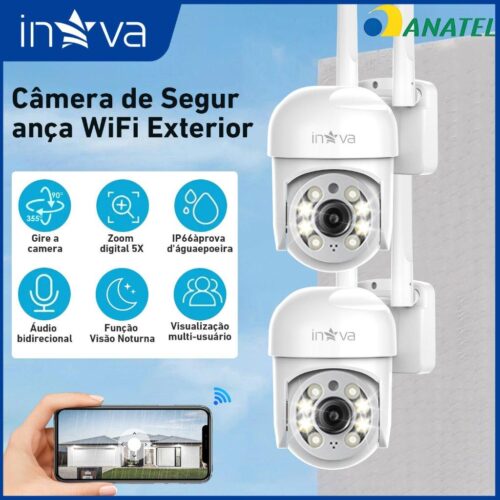 INOVA Kit Câmera segurança Prova D’água IP66 360° Visão Noturna Infravermelho 1080P Zoom
