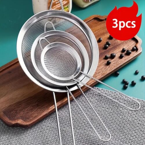 Kit 3 Peneiras Coador Aço Inoxidável Para Cozinha