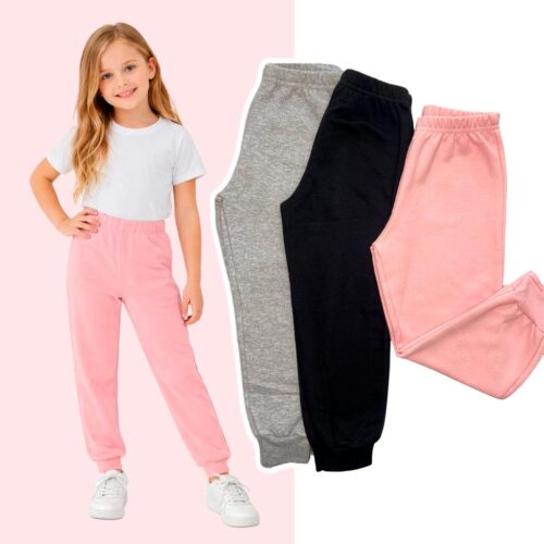 Kit 4 Calças de Moletom Flanelada com Elástico Infantil