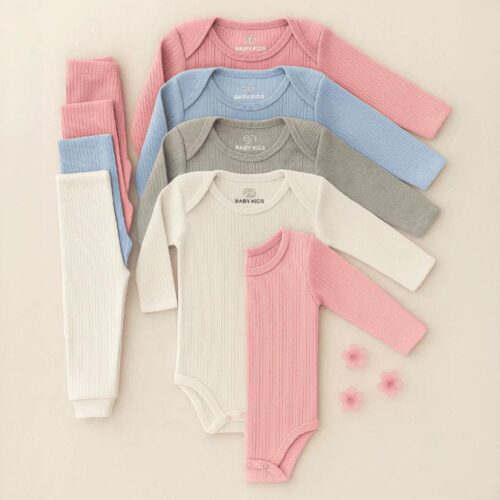 Kit 6 Peças Conjunto Body Mijão Manga Longa Canelado RN