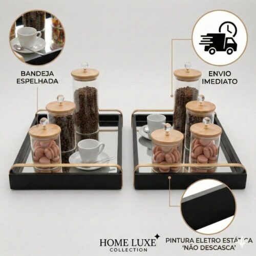 Kit Bandejas Decorativa Multiuso Para Sala Quarto Cozinha
