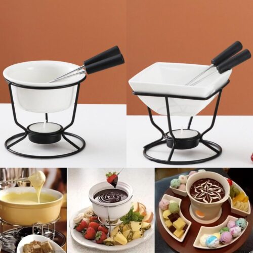 Kit Fondue Panela Cerâmica Antiaderente Chocolate 2 Pessoas
