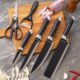 Kit Conjunto Facas Tesoura Descascador Gourmet Coloridas