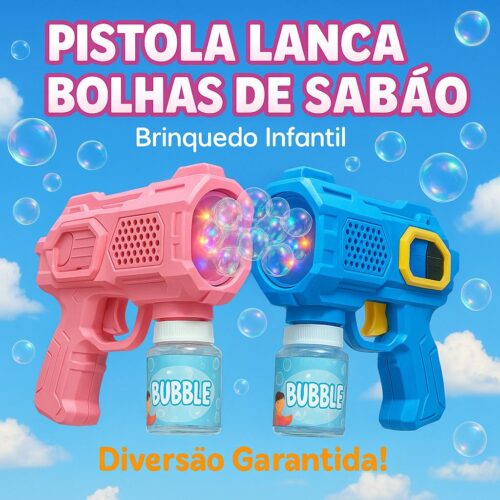 Lança Bolhas de Sabão Arminha com Luz Infantil Crianças