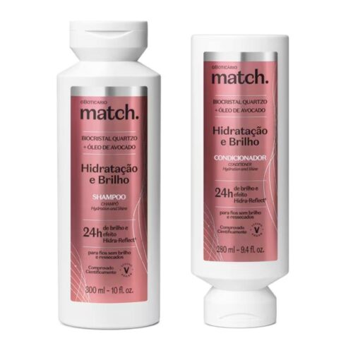 Match Hidratação e Brilho O Boticário: Shampoo e Condicionador
