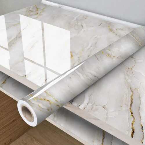 Papel Parede Impermeável Resistente Mármore Dourado
