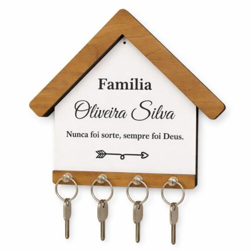 Porta Chaves Parede Personalizado Nome Família Decoração