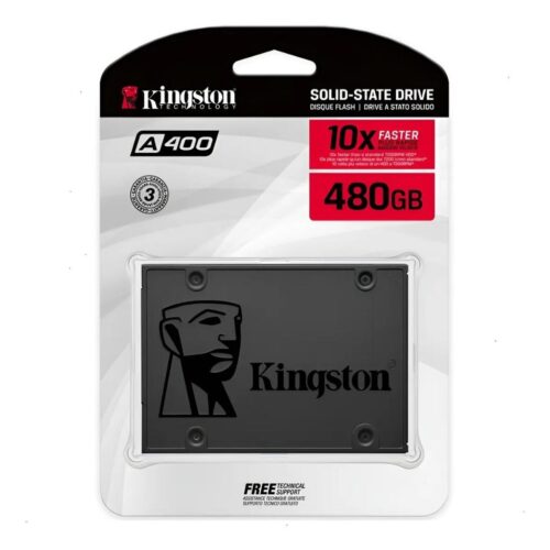 SSD  SATA   480GB INTERNO KINGSTON A400 LEITURAATÉ 500MB/S E GRAVAÇÃO ATÉ 450MB/S COR PRETO.