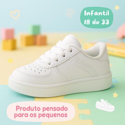 Tênis Infantil Confortável e Estiloso Branco do 18 ao 33