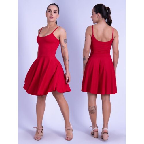 Vestido Moda Feminina Feminino Godê Ribana Rodado Vestido