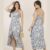Vestido Midi Estampado Feminino com Babado e Alça Elegante