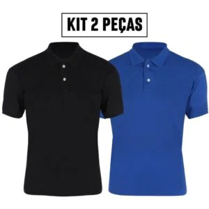 Kit 2 camisa polo masculina camiseta premium piquet poliester