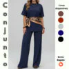 Conjunto Feminino Calça Pantalona com Blusa feminina Manga Curta