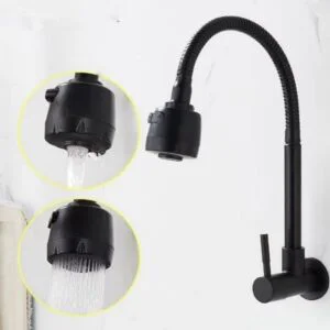 Inox Torneira Prata/Preto Com Chuveiro Com Rotação De 360° Cozinha Luxo Parede Promoção