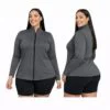 Jaqueta Plus Size Fitness Feminino Dry Fit Slim Proteção Solar UV50+, Tecido Térmico, Secagem Rápida