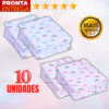Kit 10 Unidades Fralda De Pano Estampada 60 x 60 Enxoval Infantil Bebê Menino Menina